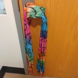 Metallic peace-sign rainbow scarf
